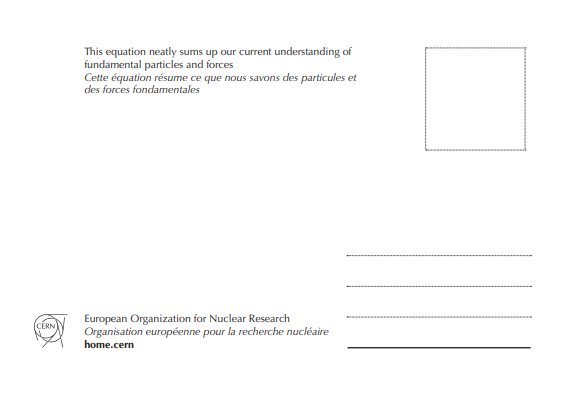 Standard Model formula postcard back